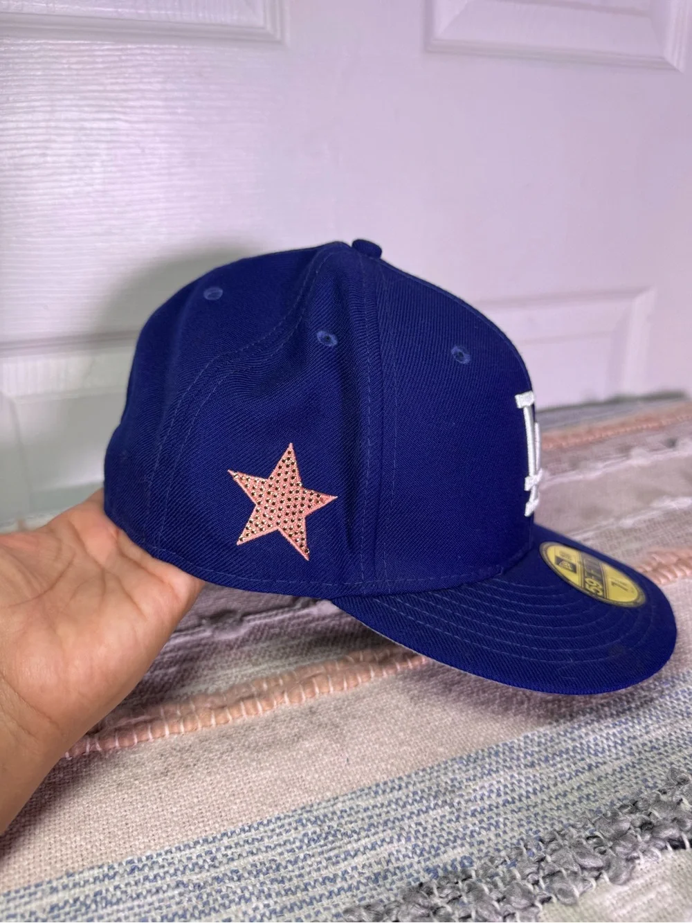 New Era LA Dodgers Fitted Cap in Royal Blue with Embroidered Patches